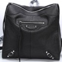 Balenciaga Backpack Black Litchi Leather B68335 Silver Tl16070lk46