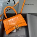 Balenciaga HOURGLASS SMALL TOP HANDLE BAG crocodile embossed calfskin B108895C Orange Tl15841TP23