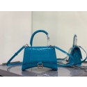 Balenciaga HOURGLASS SMALL TOP HANDLE BAG crocodile embossed calfskin B108895E sky blue Tl15866DV39