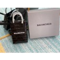 Balenciaga Original shiny crocodile embossed leather Mini Shopper Bag B152865 black Tl15984uZ84