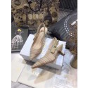 Best Quality JADIOR SLINGBACK PUMP Multicolor Dior Gold Metallic Thread Embroidered Cotton KCP866M Tl10534xb51