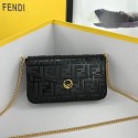 Best Replica Fendi WALLET ON CHAIN WITH POUCHES leather mini-bag 8BS032 black Tl13066bj75