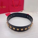 Best Valentino Original Calf Leather Belt 7.0CM V96788 Black Tl20757kr25