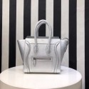 CELINE MICRO LUGGAGE HANDBAG IN LAMINATED LAMBSKIN 167793-26 silver Tl4899fH28