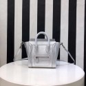 CELINE NANO LUGGAGE BAG IN LAMINATED LAMBSKIN 189244-26 silver Tl4901vm49