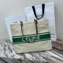 Celine SQUARED CABAS CELINE IN PLEIN SOLEIL TEXTILE AND CALFSKIN 192172 GREEN&TAN Tl4759MB38