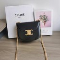 Celine TEEN CHAIN BESACE TRIOMPHE IN SHINY CALFSKIN 110973 BLACK Tl4698Ri95