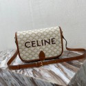 Celine TRIOMPHE SHOULDER BAG IN TRIOMPHE CANVAS AND CALFKSIN 193902 WHITE Tl4755lk46