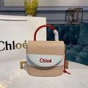 Chloe Small Aby Lock Chain Bag in Embossed Lizard Effect on Calfskin & Goatskin 3S035 White Tl17923Pu45