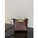 Copy 1:1 FENDI WAY small leather bag 5FB6846 Dark brown Tl12688xD64