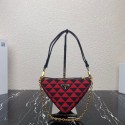 Copy 1:1 Prada Symbole leather and fabric mini bag 1BC176 Red Tl5753xD64