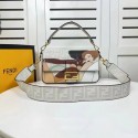 Copy Fendi FF glazed fabric bag with inlay Baguette F0705 gray Tl12547Zn71