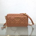 Designer Replica DIOR CARO DOUBLE POUCH Supple Cannage Calfskin S5037U brown Tl8722CF36