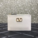 Designer Replica VALENTINO GARAVANI Stud Sign Grained Calfskin clutch bag 0620 white Tl19307CF36