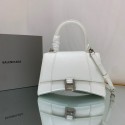 Fake Balenciaga HOURGLASS SMALL TOP HANDLE BAG 592834 WHITE&Silver Tl15871RY48