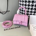 Fake Balenciaga WOMENS HOURGLASS MINI TOP HANDLE BAG shiny box calfskin M8000 pink Tl15887xE84