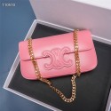 Fake Celine CHAIN SHOULDER BAG TRIOMPHE IN SHINY CALFSKIN 199243 PINK Tl4716EQ38