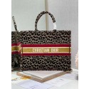 Fake DIOR BOOK TOTE Embroidery C1286-1 Brown Leopard Print Tl8412Qv16