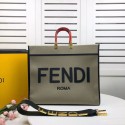 Fake FENDI SUNSHINE LARGE Green flannel shopper 8BH372 Tl12951RY48