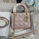 Fake MINI LADY DIOR BAG Lambskin M0566OW Pearlescent powder&gold Tl8414yQ90