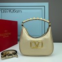 Fake VALENTINO GARAVANI STUD SIGN Calf Leather Hobo bag 1W2B0K69 gold Tl19199Hj78