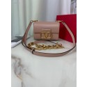 Fake VALENTINO GARAVANI Stud Sign Grained Calfskin Shoulder Bag V0196 pink Tl19361pE71