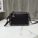 Fake VALENTINO Rockstud leather cross-body bag A97410 black Tl19726pE71