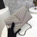 Fake YSL WOC Classic Monogramme Flap Bag Cannage Pattern Y1003 Grey Tl15141RY48