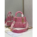 Fashion LADY DIOR TOTE BAG IN EMBROIDERED TIGER CANVAS C4535 Pink Gold Hardware Tl8182wc24