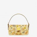 FENDI BAGUETTE 1997 FF Vertigo jacquard bag with embroidery 8BR792 yellow Tl12816CC86