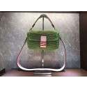 Fendi BAGUETTE green cotton crochet bag 8BR600 Tl12820Ag46