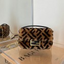 Fendi BAGUETTE lambswool Leather bag 5FB0331 brown Tl12707nE34