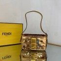 Fendi FF Baguette mini Gold Metal Sequin Embroidery Bag 2016 Gold Tl12564fH28