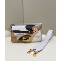 Fendi FF glazed fabric bag with inlay Baguette 8BR600A white Tl12589mV18