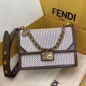 Fendi KAN U leather bag 8BT313 Khaki&white Tl13083Gm74