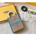 FENDI Mini Sunshine Shopper FF raffia mini-bag 8BS051A blue Tl12558sY95