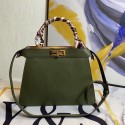 FENDI PEEKABOO ICONIC MEDIUM green leather bag F6946 Tl12960KX51