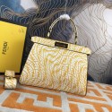 Fendi PEEKABOO ISEEU MEDIUM Yellow and white FF Vertigo leather bag 8BN321AGK Tl12824hk64