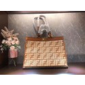 FENDI PEEKABOO X-TOTE FF raffia bag 8BH374A light brown Tl12921TP23