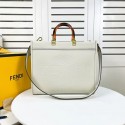 Fendi Sunshine Medium Fendace Printedleather Logo shopper F0873 white Tl12573tQ92