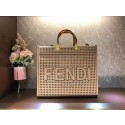 Fendi Sunshine Medium Two-toned perforated leather shopper 8BH386A apricot Tl12529Oj66