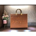 Fendi Sunshine Medium Two-toned perforated leather shopper 8BH386A brown Tl12528Mc61