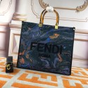 Fendi Tote Fabric Graffiti Print Shopping Bag 1676 Blue Tl12592vX33