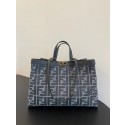 Fendi X-Tote houndstooth wool shopper with FF embroidery 8BH374A gray Tl12492dX32