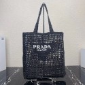 First-class Quality Prada Raffia tote bag 1CH393 black Tl5899fm32