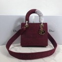 High Quality Replica LADY DIOR TOTE BAG IN EMBROIDERED CANVAS C4532 Bordeaux Tl9109aR54