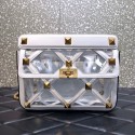 Hot Replica VALENTINO GARAVANI Roman Stud soft sheep leather chain shoulder bag WW2B0I60B white Tl19194wR89