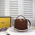 Imitation 1:1 FENDI PEEKABOO ICONIC MINI leather bag 8BN244 brown Tl13063LT32