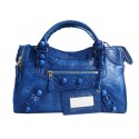 Imitation Balenciaga Lampskin Leather Handbag 084832 Blue Tl16350KV93