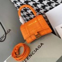 Imitation Balenciaga WOMENS HOURGLASS MINI TOP HANDLE BAG M8000 ORANGE Tl15890QN34